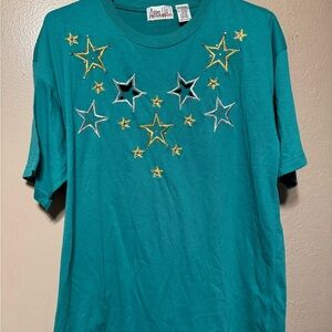 Ashley Hill‎ Teal Star Embellished T-Shirt Women’s L